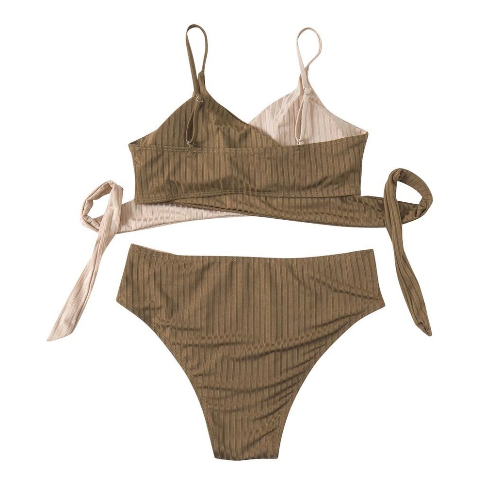 Two Piece Bikini Set Brown Tan High‎ Waist Sexy NWOT Size L